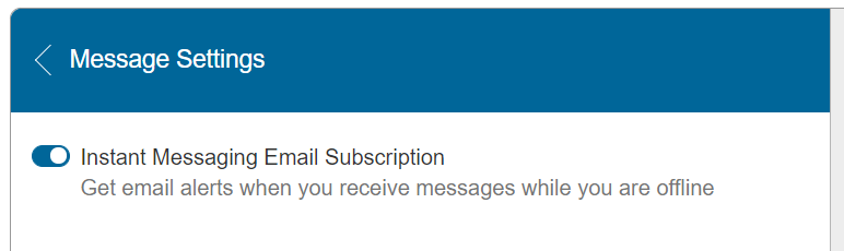 Message received while offline email alerts preference.