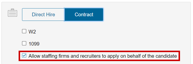 Staffing recruiter preference selection example.