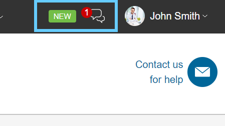 Messages alert and menu icon.